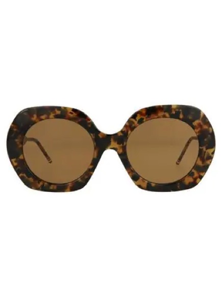 Thom Browne Oversize Tortoiseshell Round-Edge Sunglasses With Brown Lenses